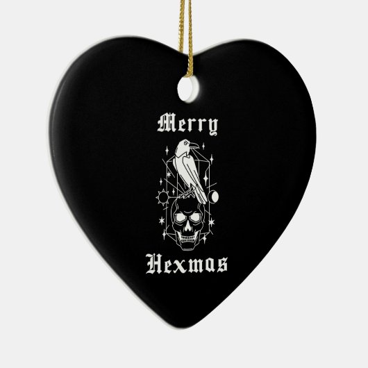 Merry Hexmas Witz Skull Spooky Hexchcraft Keramik Ornament (Rechts)