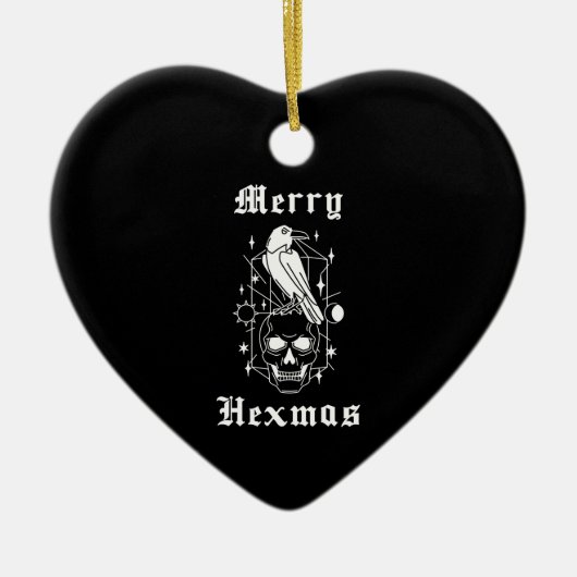 Merry Hexmas Witz Skull Spooky Hexchcraft Keramik Ornament (Vorne)