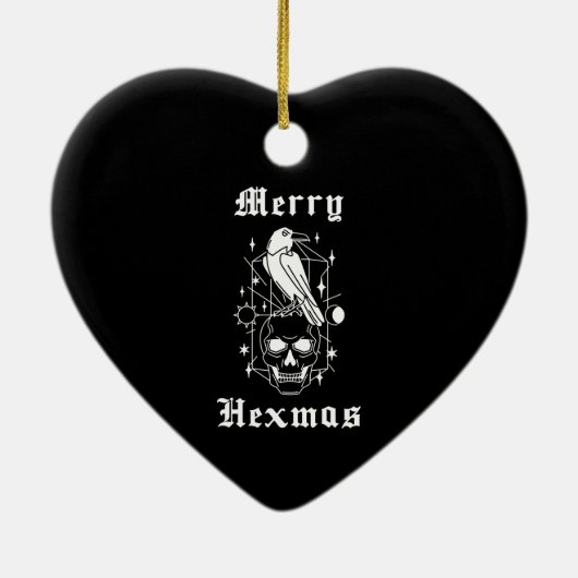 Merry Hexmas Witz Skull Spooky Hexchcraft Keramik Ornament (Hinten)
