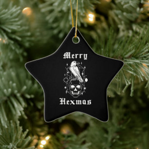 Merry Hexmas Witz Skull Spooky Hexchcraft Keramik Ornament