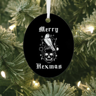 Merry Hexmas Witz Skull Spooky Hexchcraft Ornament Aus Metall