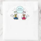 Merry Hippie Christmas Ovaler Aufkleber (Tasche)