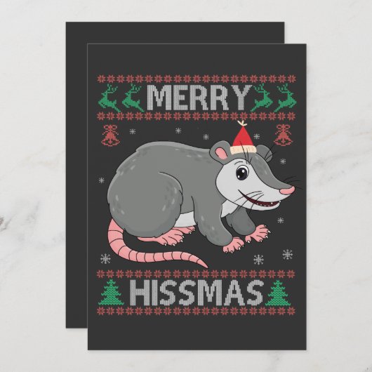 Merry Hissmas Funny Ugly Xmas Sweater Opossum Gesc Ankündigung (Vorne/Hinten)