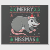 Merry Hissmas Funny Ugly Xmas Sweater Opossum Gesc Geschenkpapier (Flach)