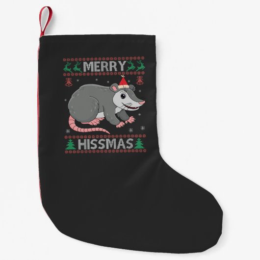 Merry Hissmas Funny Ugly Xmas Sweater Opossum Gesc Kleiner Weihnachtsstrumpf (Vorderseite)