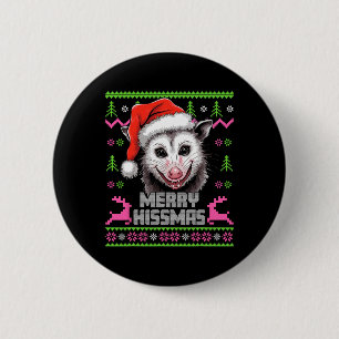 Merry Hissmas Opossum Possum Lover Ugly Christmas Button