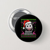 Merry Hissmas Opossum Possum Lover Ugly Christmas Button (Vorne & Hinten)