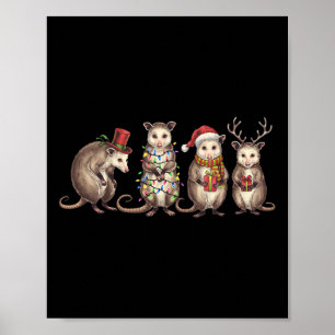Merry Hissmas Opossum Weihnachts-Weihnachtsmannmüt Poster
