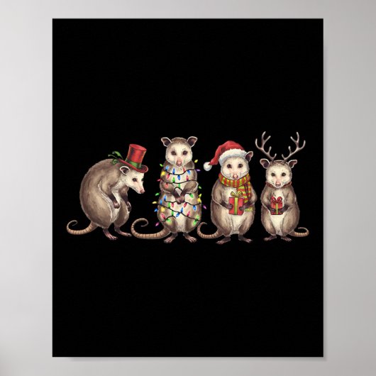 Merry Hissmas Opossum Weihnachts-Weihnachtsmannmüt Poster (Vorne)
