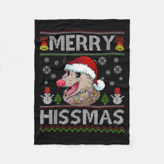 Merry Hissmas Ssum Christmas Ossum Lover Ugly Swea Fleecedecke (Vorderseite)