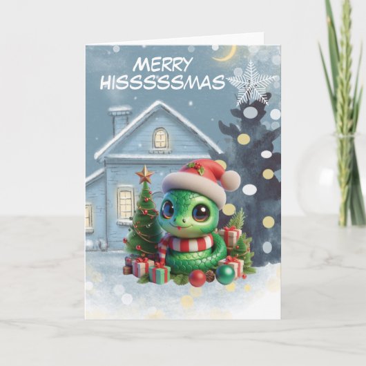 Merry Hisssmas Funny Snake Weihnachten (Vorderseite)
