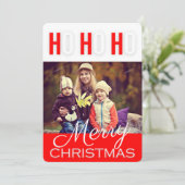 Merry Ho Ho Weihnachten Grüße Foto-Karte (Stehend Vorderseite)