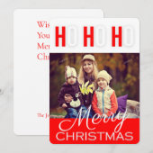 Merry Ho Ho Weihnachten Grüße Foto-Karte (Vorne/Hinten)