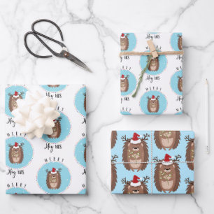 Merry Hog mas Igel lustige Witz Weihnachten Geschenkpapier Set
