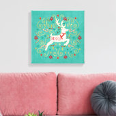 Merry Holiday Aquamarin Reindeer Leinwanddruck (Insitu (Wohnzimmer))