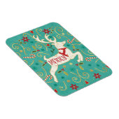 Merry Holiday Aquamarin Reindeer Magnet (Rechte Seite)
