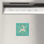 Merry Holiday Aquamarin Reindeer Magnet (In Situ (Geschirrspüler))