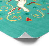 Merry Holiday Aquamarin Reindeer Poster (Ecke)