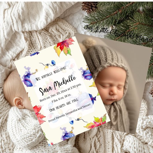 Merry Holiday Baby Birth Ankündigungen Foto