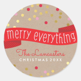 MERRY HOLIDAY BANNER stilvolle Goldkonfetti Runder Aufkleber