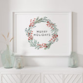 Merry Holiday Red Winter Berry Poster