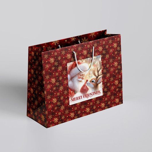 Merry Holiday Santa Claus Rudolph Gift Bag Große Geschenktüte