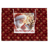 Merry Holiday Santa Claus Rudolph Gift Bag Große Geschenktüte (Vorderseite)