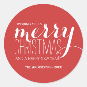 Merry Holiday wünscht   Festtagsaufkleber Runder Aufkleber