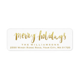 Merry Holidays Elegantes Gold Script Custom White