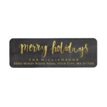 Merry Holidays Trendy Gold Script Chalkboard
