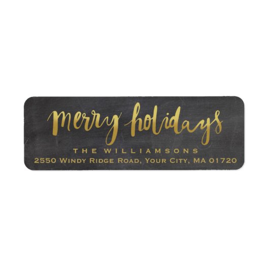 Merry Holidays Trendy Gold Script Chalkboard (Vorne)