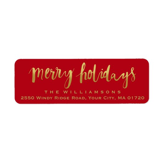 Merry Holidays Trendy Gold Script Custom Red (Vorne)