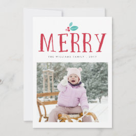 Merry Holly Berries Christms Cards Feiertagskarte