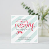 Merry Holly Berries Einladung zur Feier (Stehend Vorderseite)