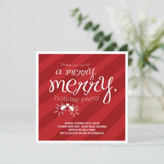 Merry Holly Berries Einladung zur Feier (Stehend Vorderseite)