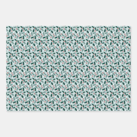 Merry Holly Days Wrapping Paper Sheets Geschenkpapier Set (Vorderseite)