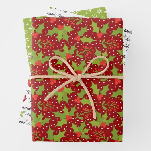 Merry Holly Wrapping Paper Set Geschenkpapier Set (Beispiel)