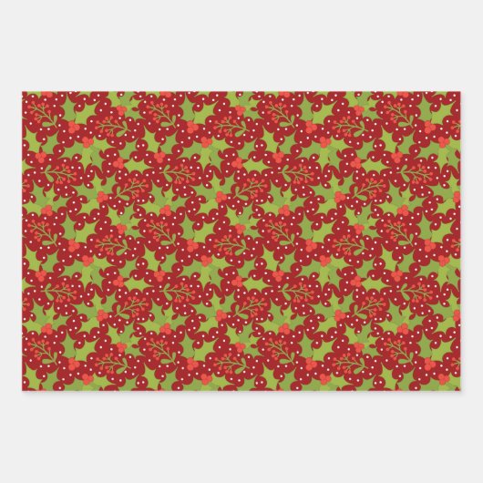 Merry Holly Wrapping Paper Set Geschenkpapier Set (Vorderseite)