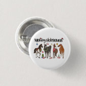 Merry Horsemas Horse Blume Weihnachten Pferde Button (Vorne & Hinten)