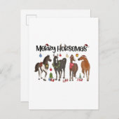 Merry Horsemas Horse Blume Weihnachten Pferde Einladungspostkarte (Vorne/Hinten)