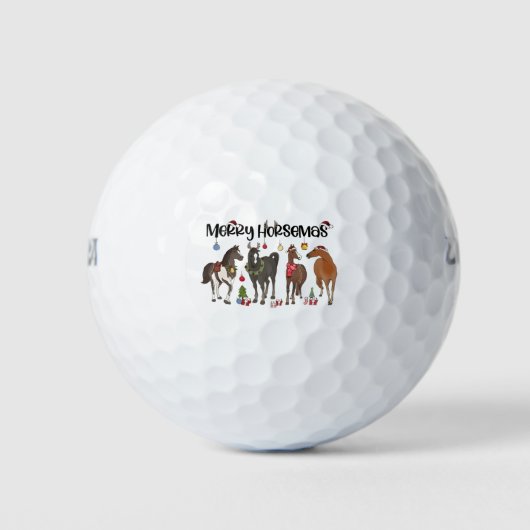 Merry Horsemas Horse Blume Weihnachten Pferde Golfball (Vorderseite)