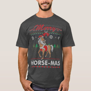 Merry HorseMas Horses Rider Ugly Christmas Sweater T-Shirt