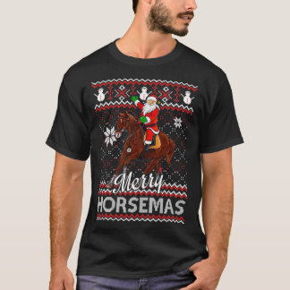 Merry Horsemas Santa Claus Reitpferd Ugly Chris T-Shirt