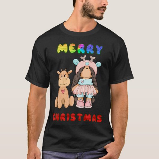Merry Hristmas Niedlich Rentier T-Shirt (Vorderseite)