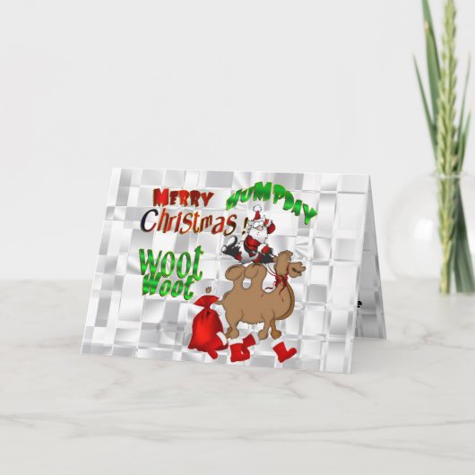 Merry Hump Day Christmas Camel Woot Woot Woot Feiertagskarte (Vorderseite)