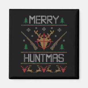 Merry Huntmas Jagen hässliche Weihnachten für Deer Magnet