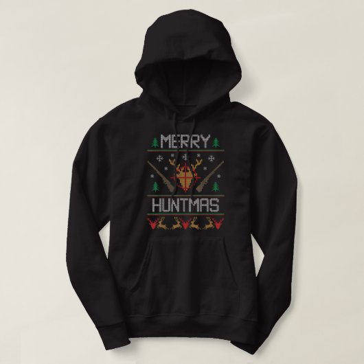 Merry Huntmas Jagen Ugly Christmas Sweater für D Hoodie (Design vorne)