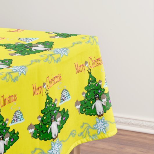 Merry Ice Cream Christmas Tablecloth, Pinguin Tischdecke (Beispiel)