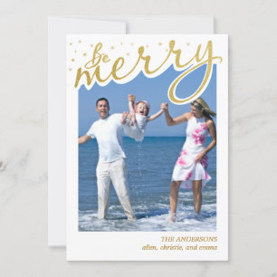 Merry Imitate Gold Foil Retro Script Weihnachts-Fo Feiertagskarte
