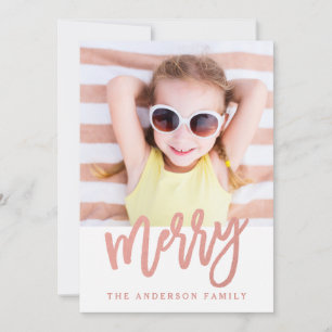 Merry Imitats Rose Gold Foil Fotokarte für den U Feiertagskarte